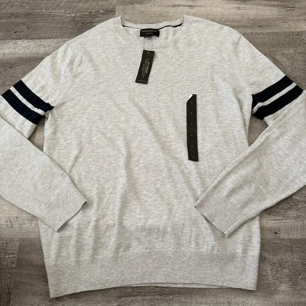 Banana Republic Eco Sweater Mens Large Beige Repreve Recycled Crewneck Pullover